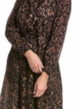 AllSaints Nina Torto Dress Sz 6 Brown Black Animal Print Mob Wife Gothic Midi